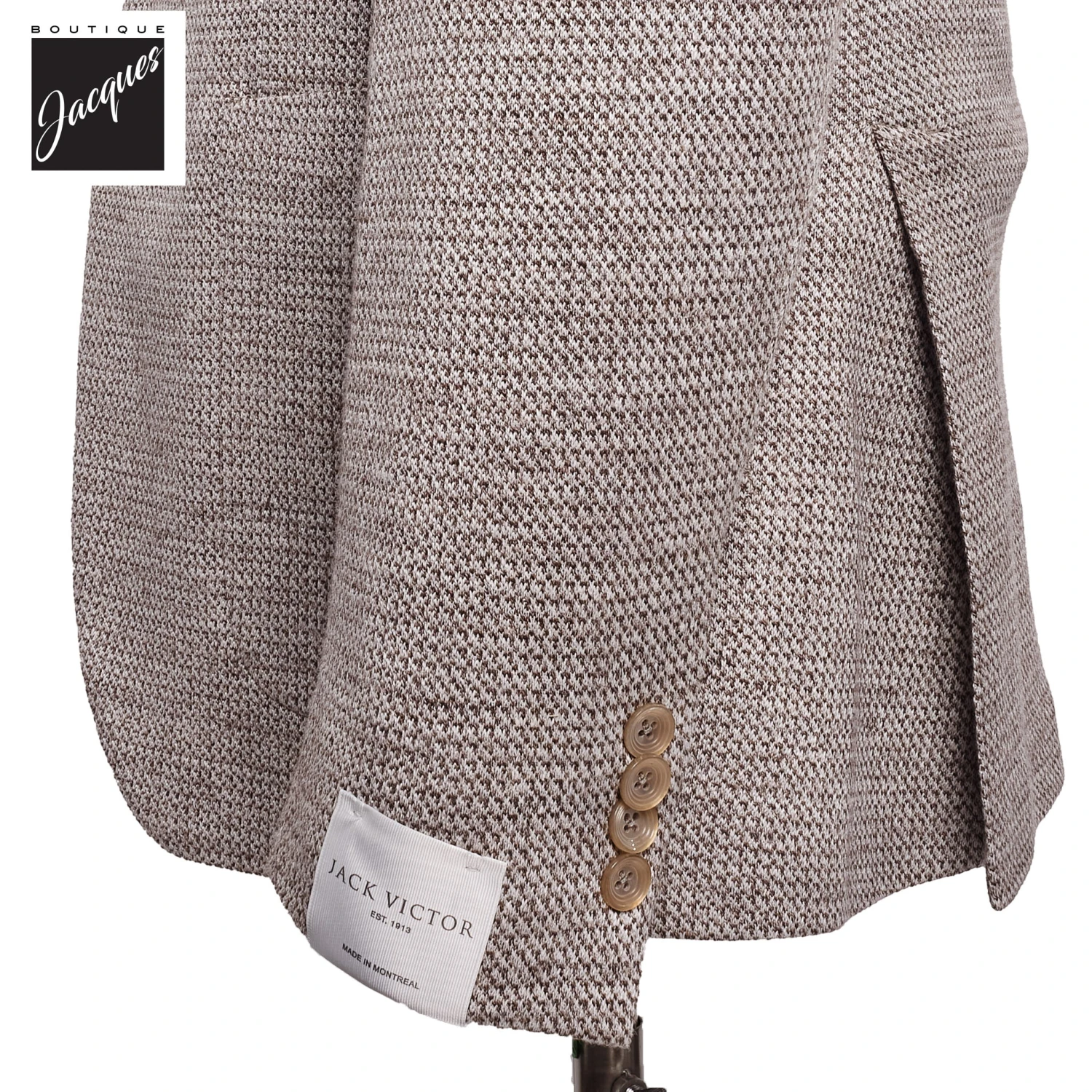 Taupe Woven Knit Linen/Wool/Silk Hampton Contemporary Fit Sport Jacket - Jack Victor 5 Taupe Woven Knit Linen/Wool/Silk Hampton Contemporary Fit Sport Jacket - Jack Victor - Image 3