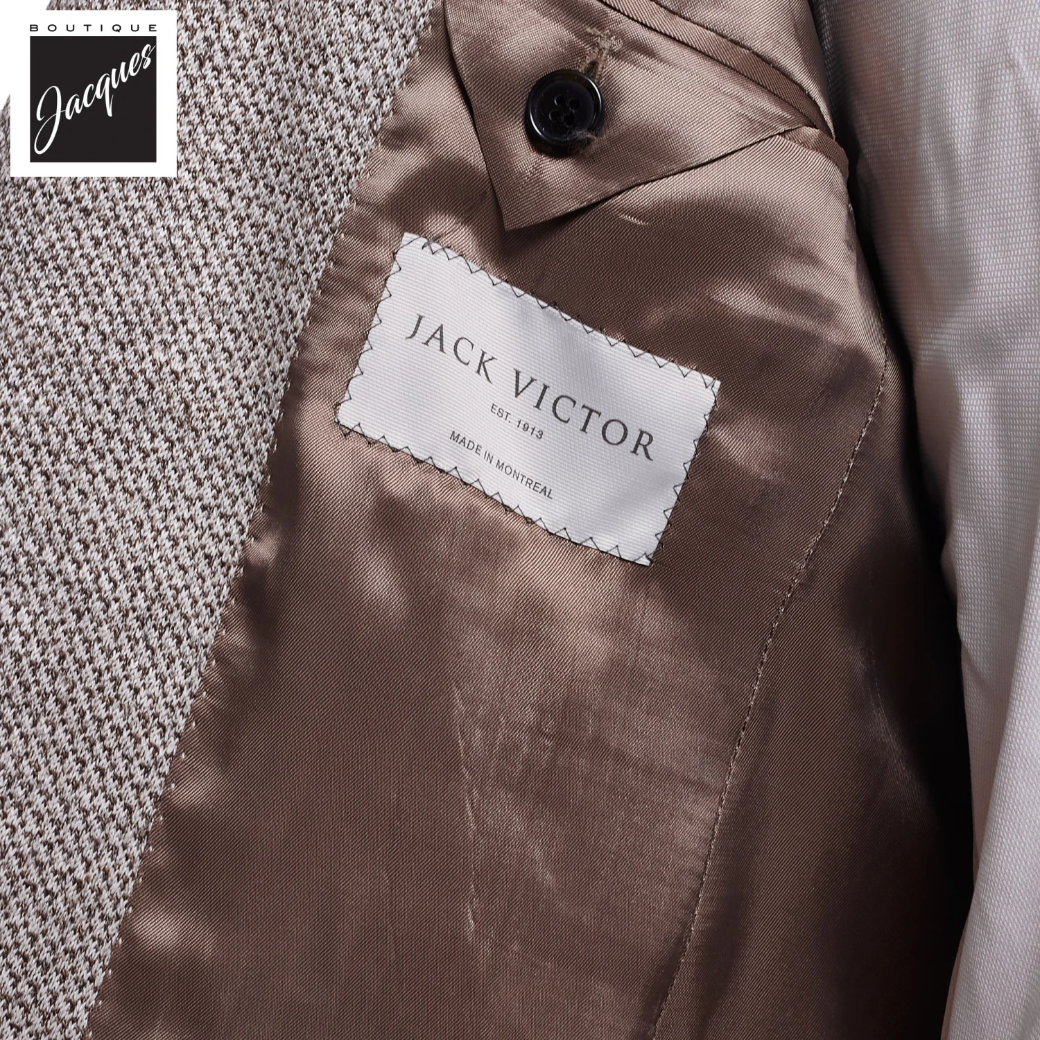 Taupe Woven Knit Linen/Wool/Silk Hampton Contemporary Fit Sport Jacket - Jack Victor 6 Taupe Woven Knit Linen/Wool/Silk Hampton Contemporary Fit Sport Jacket - Jack Victor - Image 4
