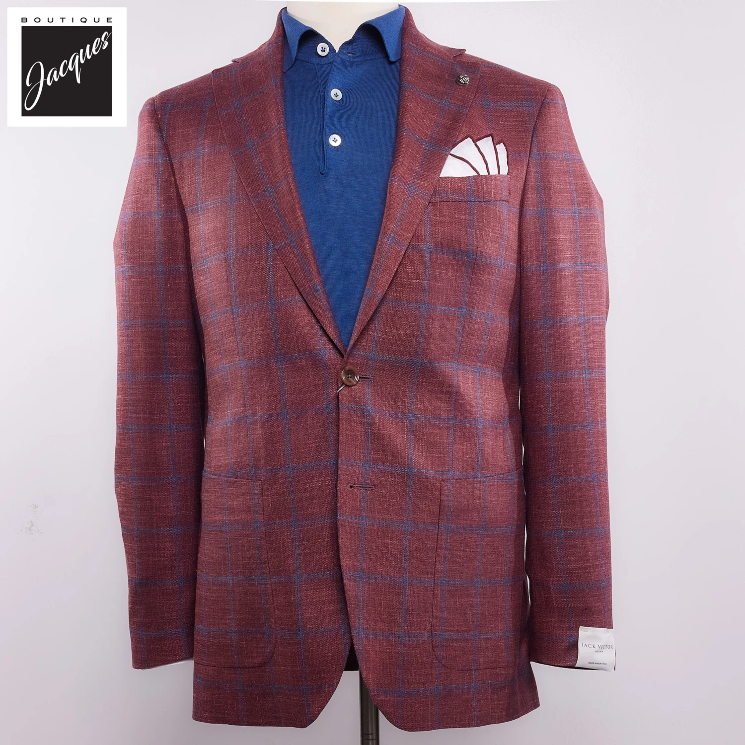 Bordeaux Windowpane Wool/Silk/Linen Knit Hampton Contemporary Fit Sport Jacket - Jack Victor 3 Bordeaux Windowpane Wool/Silk/Linen Knit Hampton Contemporary Fit Sport Jacket - Jack Victor