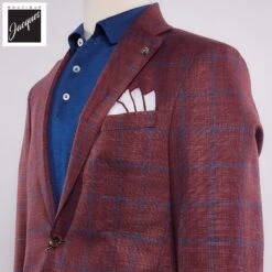 Bordeaux Windowpane Wool/Silk/Linen Knit Hampton Contemporary Fit Sport Jacket - Jack Victor 7 Bordeaux Windowpane Wool/Silk/Linen Knit Hampton Contemporary Fit Sport Jacket - Jack Victor -ETON Store JACKVICTORHAMPTONC1588 2