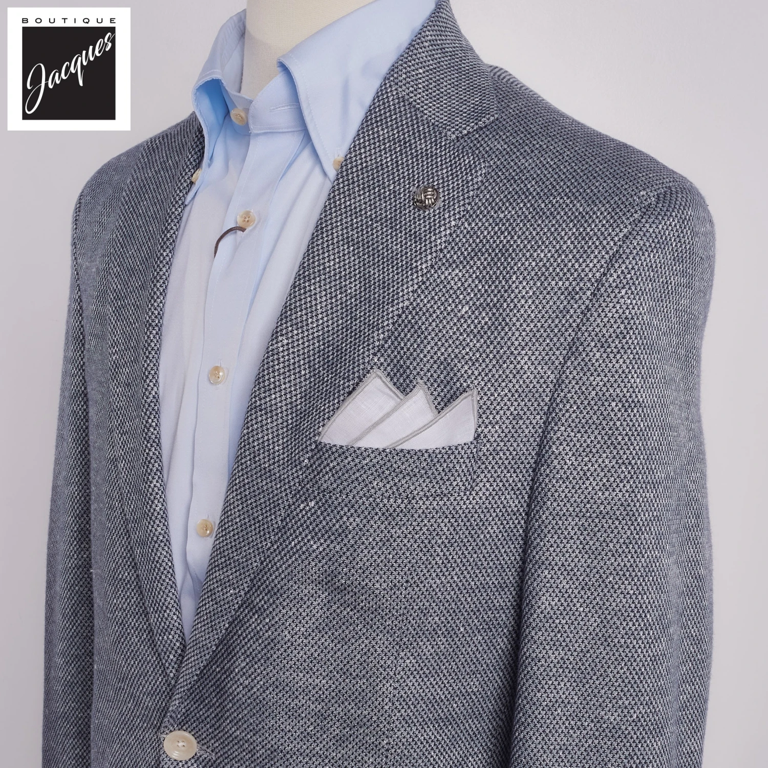 Blue Linen Knit Hampton Contemporary Fit Sport Jacket - Jack Victor 4 Blue Linen Knit Hampton Contemporary Fit Sport Jacket - Jack Victor - Image 2