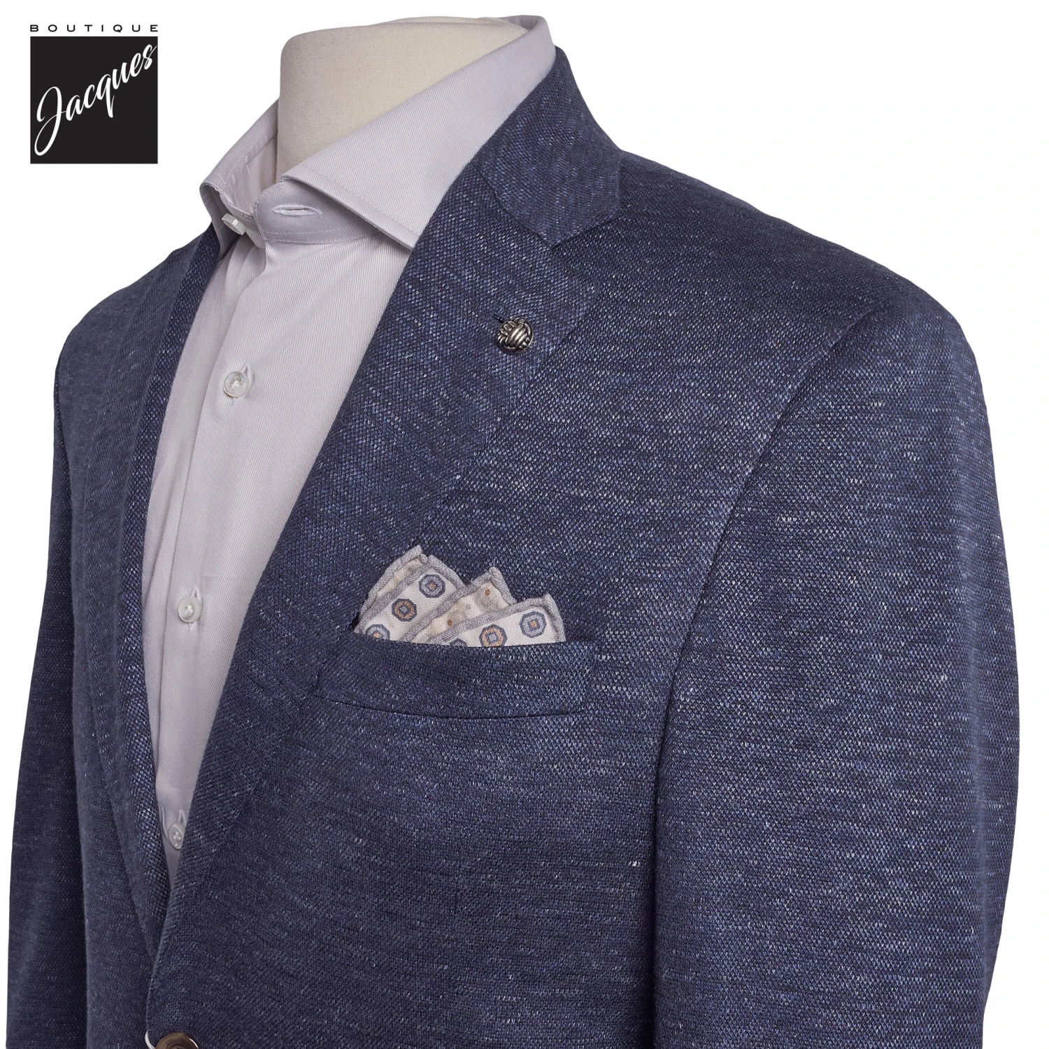 Dark Blue Knit Linen/Wool/Silk Hartford Contemporary Fit Sport Jacket - Jack Victor 4 Dark Blue Knit Linen/Wool/Silk Hartford Contemporary Fit Sport Jacket - Jack Victor - Image 2