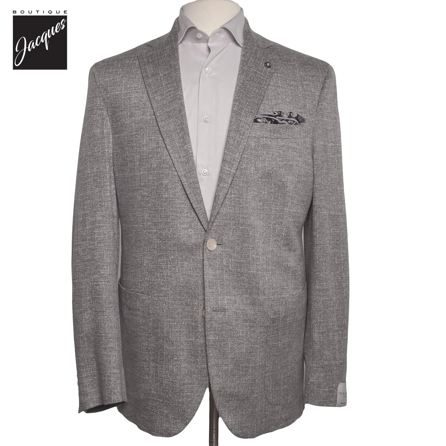 Mid Gray Knit Wool/Silk/Linen Hartford Contemporary Fit Sport Jacket - Jack Victor 3 Mid Gray Knit Wool/Silk/Linen Hartford Contemporary Fit Sport Jacket - Jack Victor