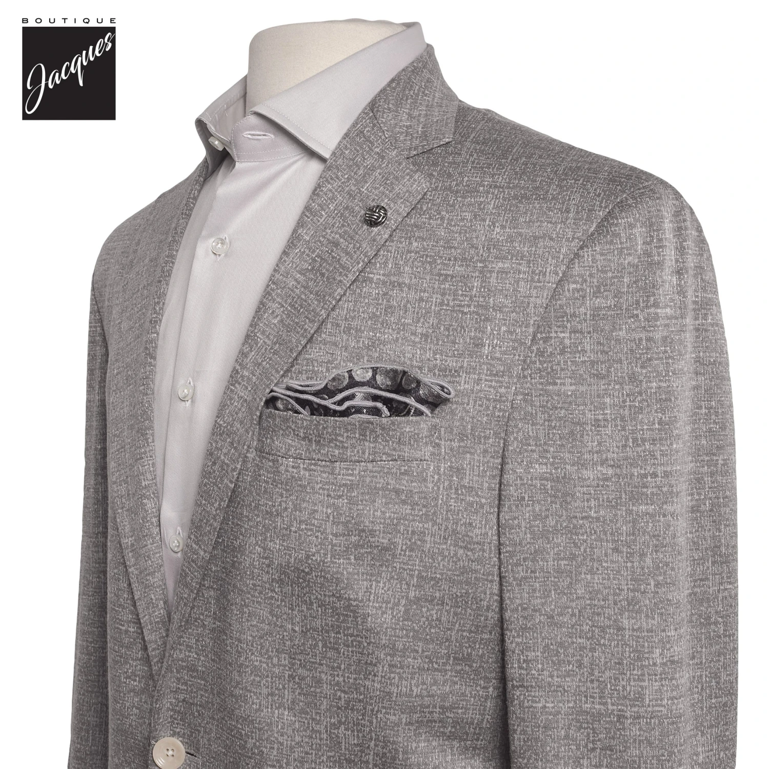 Mid Gray Knit Wool/Silk/Linen Hartford Contemporary Fit Sport Jacket - Jack Victor 4 Mid Gray Knit Wool/Silk/Linen Hartford Contemporary Fit Sport Jacket - Jack Victor - Image 2