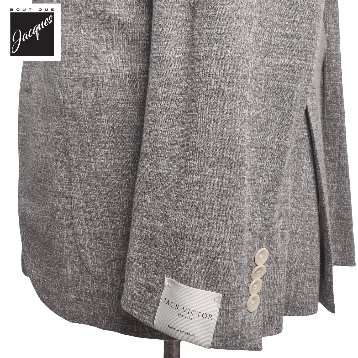 Mid Gray Knit Wool/Silk/Linen Hartford Contemporary Fit Sport Jacket - Jack Victor 5 Mid Gray Knit Wool/Silk/Linen Hartford Contemporary Fit Sport Jacket - Jack Victor - Image 3
