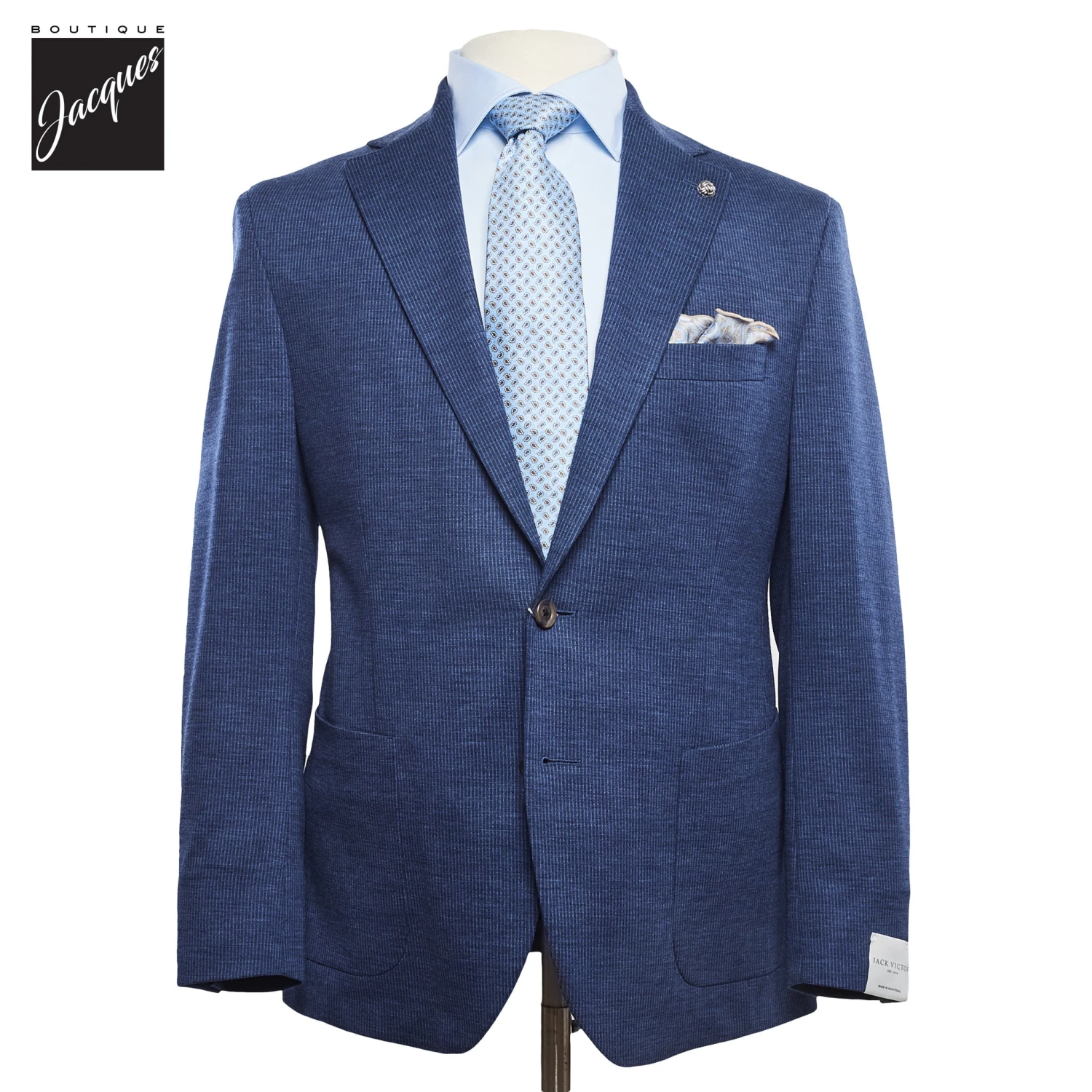 Blue Micro-Stripe Hartford Knit Suit - Jack Victor 3 Blue Micro-Stripe Hartford Knit Suit - Jack Victor