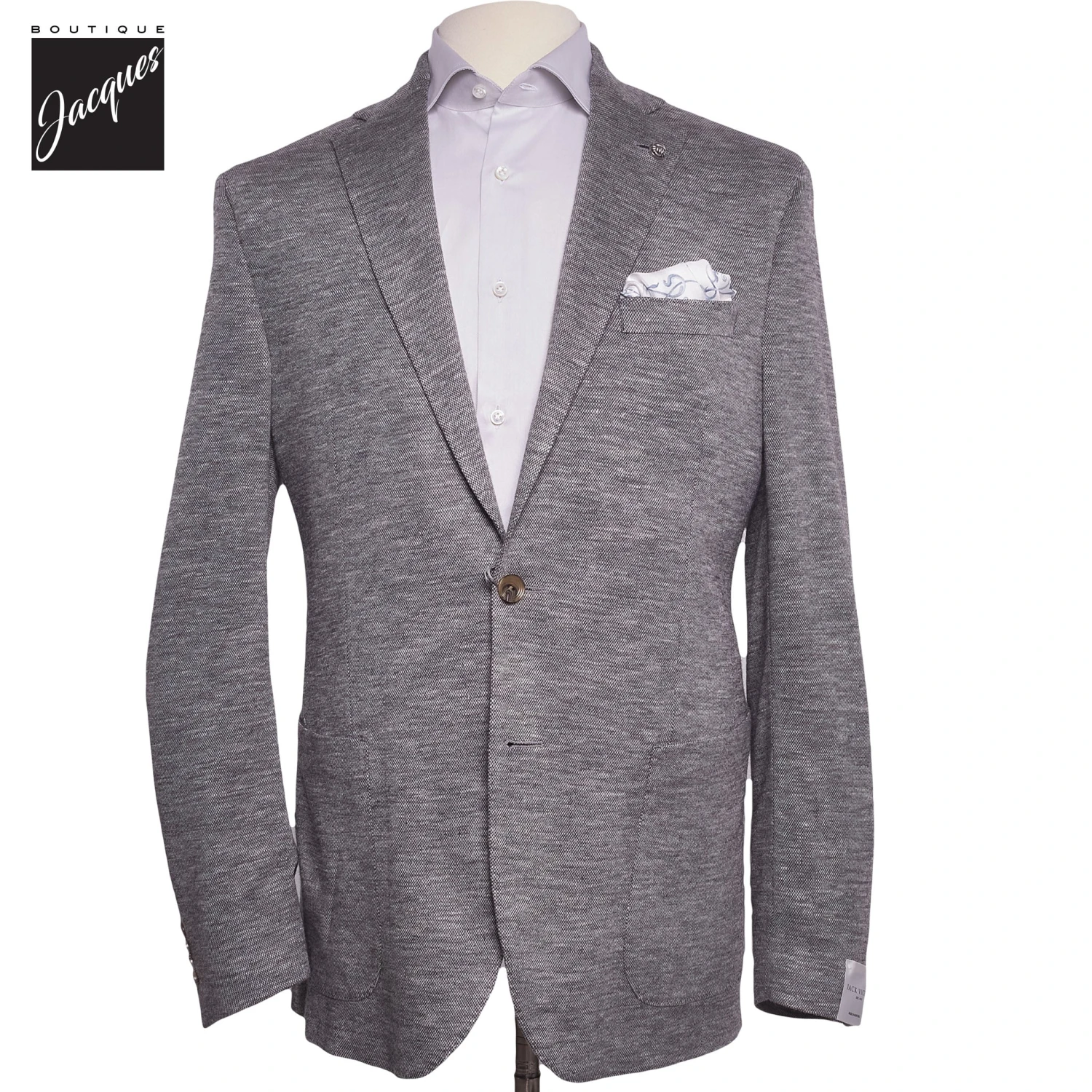 Gray Melange Wool/Silk/Linen Hartford Contemporary Fit Sport Jacket - Jack Victor 3 Gray Melange Wool/Silk/Linen Hartford Contemporary Fit Sport Jacket - Jack Victor