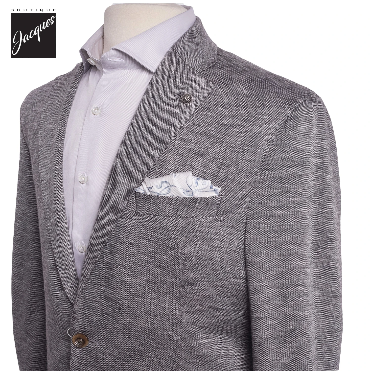 Gray Melange Wool/Silk/Linen Hartford Contemporary Fit Sport Jacket - Jack Victor 4 Gray Melange Wool/Silk/Linen Hartford Contemporary Fit Sport Jacket - Jack Victor - Image 2