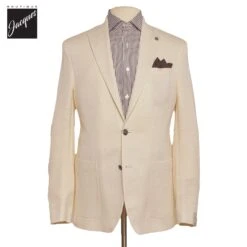 White Linen/Wool/Silk Knit Hartford Contemporary Fit Sport Jacket - Jack Victor