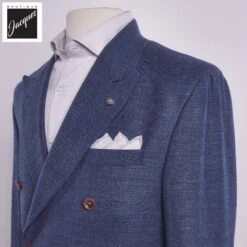 Mid Blue Honeycomb Hill Contemporary Fit Double-Breasted Sport Jacket - Jack Victor 7 Mid Blue Honeycomb Hill Contemporary Fit Double-Breasted Sport Jacket - Jack Victor -ETON Store JACKVICTORHILLC1382 1