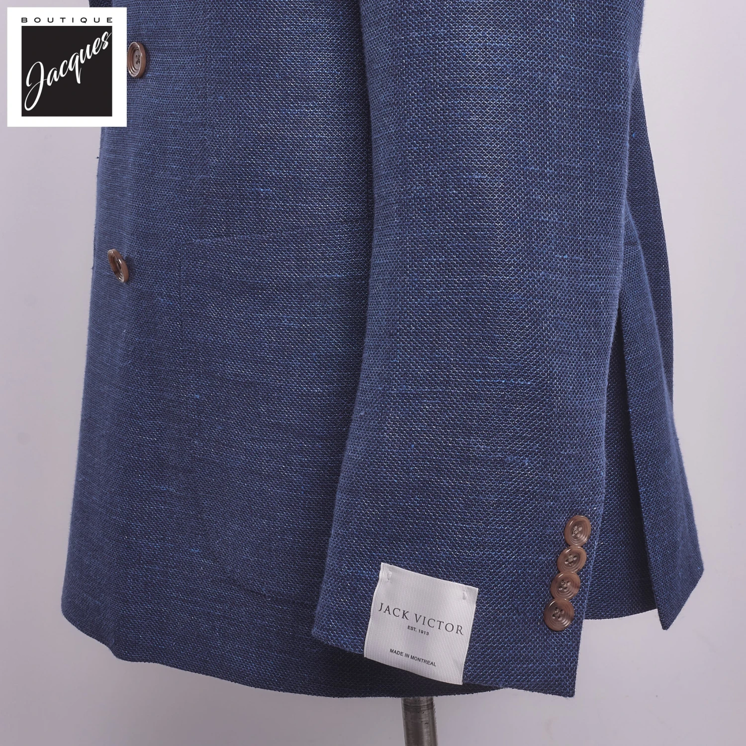 Mid Blue Honeycomb Hill Contemporary Fit Double-Breasted Sport Jacket - Jack Victor 5 Mid Blue Honeycomb Hill Contemporary Fit Double-Breasted Sport Jacket - Jack Victor - Image 3