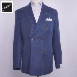 Mid Blue Honeycomb Hill Contemporary Fit Double-Breasted Sport Jacket - Jack Victor