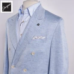 Light Blue Hill Contemporary Fit Double-Breasted Knit Sport Jacket - Jack Victor 7 Light Blue Hill Contemporary Fit Double-Breasted Knit Sport Jacket - Jack Victor -ETON Store JACKVICTORHILLC1395 2