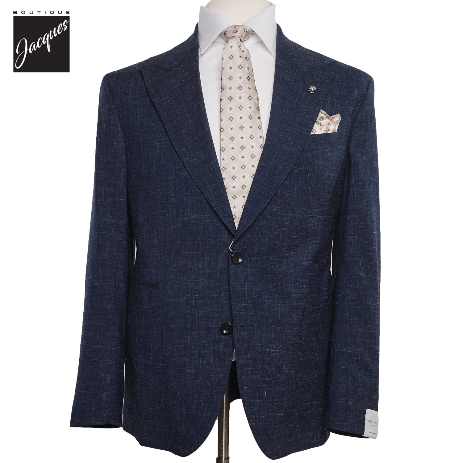 Blue Melange Neat Ivan Contemporary Fit Unconstructed Wool-Linen Suit - Jack Victor 3 Blue Melange Neat Ivan Contemporary Fit Unconstructed Wool-Linen Suit - Jack Victor