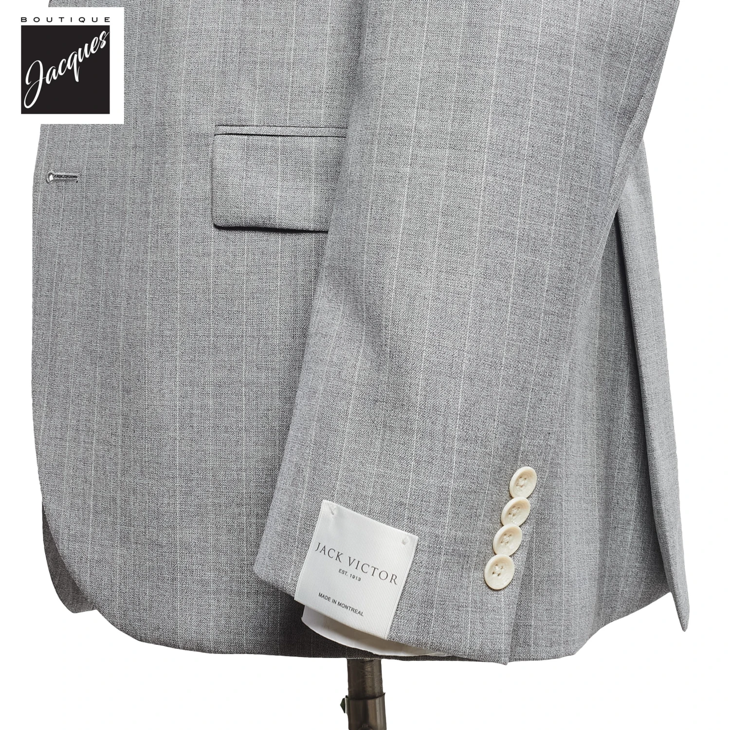Light Gray Pin-Stripe Marcus Contemporary Fit Wool Suit - Jack Victor 4 Light Gray Pin-Stripe Marcus Contemporary Fit Wool Suit - Jack Victor - Image 2