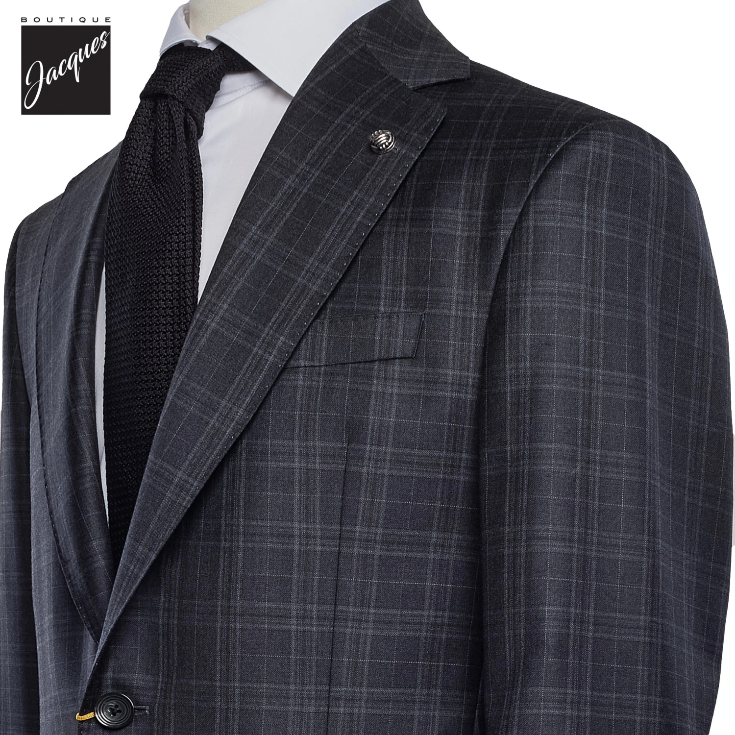 Gray Check Super 150s Loro Piana Wool Mason Contemporary Fit Suit - Jack Victor 1913 4 Gray Check Super 150s Loro Piana Wool Mason Contemporary Fit Suit - Jack Victor 1913 - Image 2
