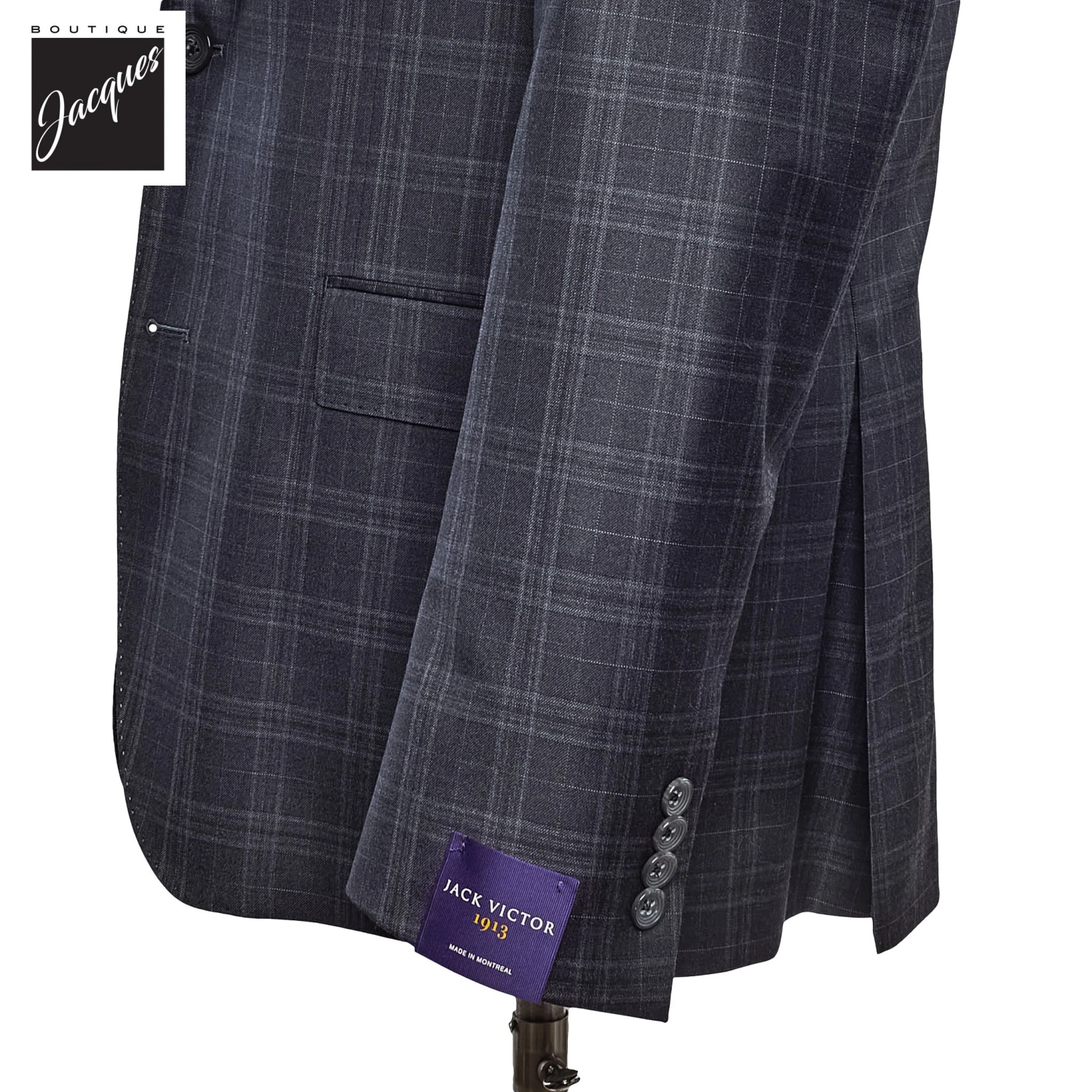 Gray Check Super 150s Loro Piana Wool Mason Contemporary Fit Suit - Jack Victor 1913 5 Gray Check Super 150s Loro Piana Wool Mason Contemporary Fit Suit - Jack Victor 1913 - Image 3