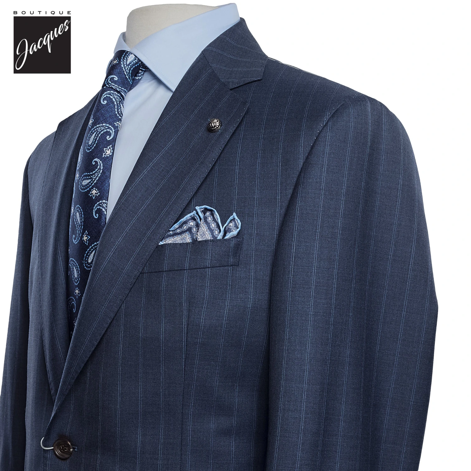 Blue Chalk-Stripe Vitale Barberis Wool Mason Contemporary Fit Suit - Jack Victor 1913 4 Blue Chalk-Stripe Vitale Barberis Wool Mason Contemporary Fit Suit - Jack Victor 1913 - Image 2