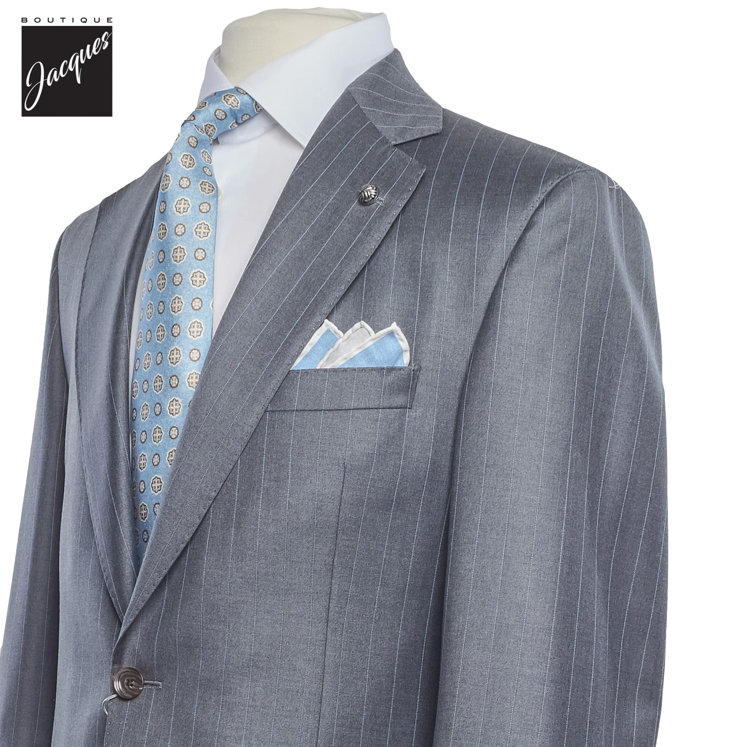 Gray Pin-Stripe Super 150s Loro Piana Wool Mason Contemporary Fit Suit - Jack Victor 1913 4 Gray Pin-Stripe Super 150s Loro Piana Wool Mason Contemporary Fit Suit - Jack Victor 1913 - Image 2