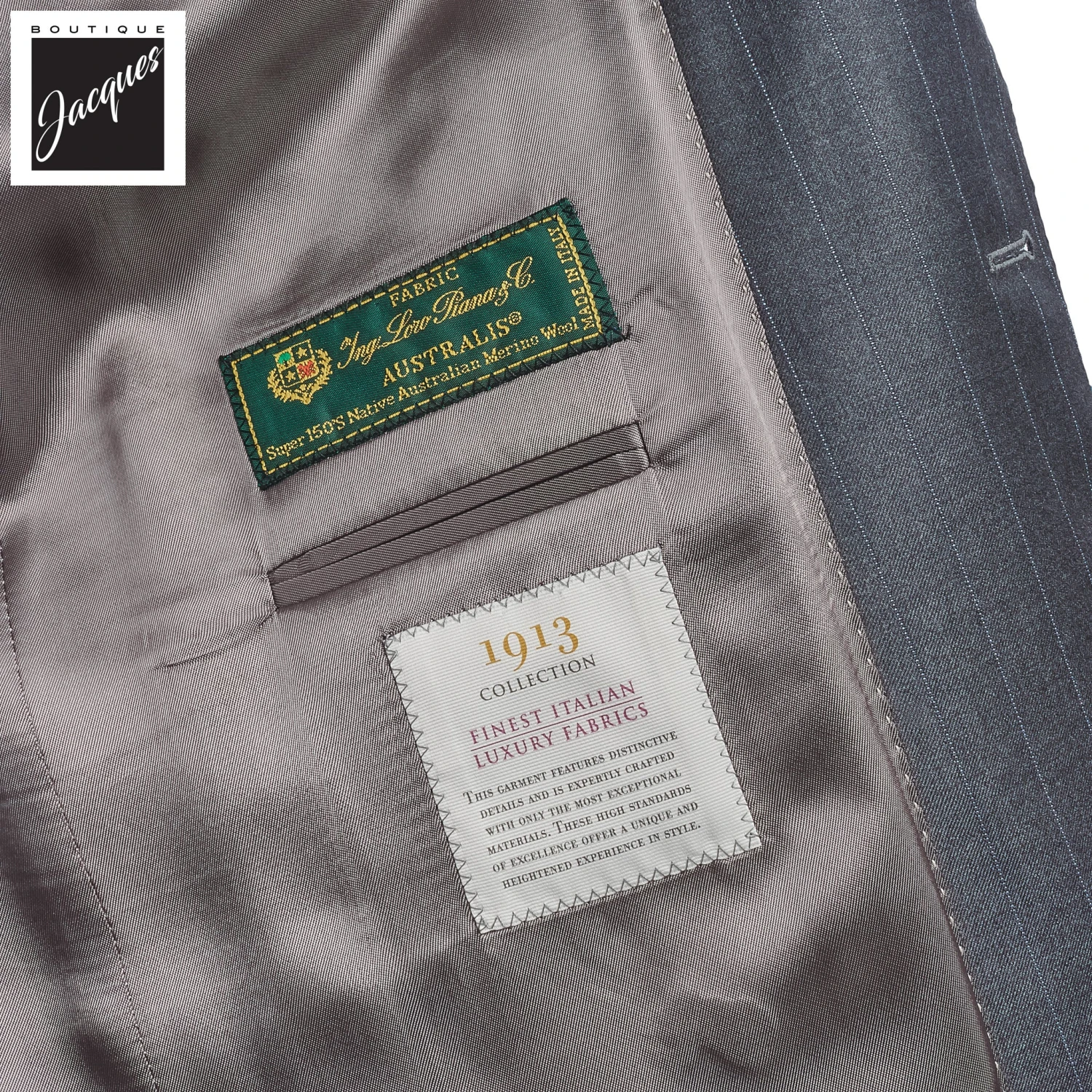 Gray Pin-Stripe Super 150s Loro Piana Wool Mason Contemporary Fit Suit - Jack Victor 1913 7 Gray Pin-Stripe Super 150s Loro Piana Wool Mason Contemporary Fit Suit - Jack Victor 1913 - Image 5