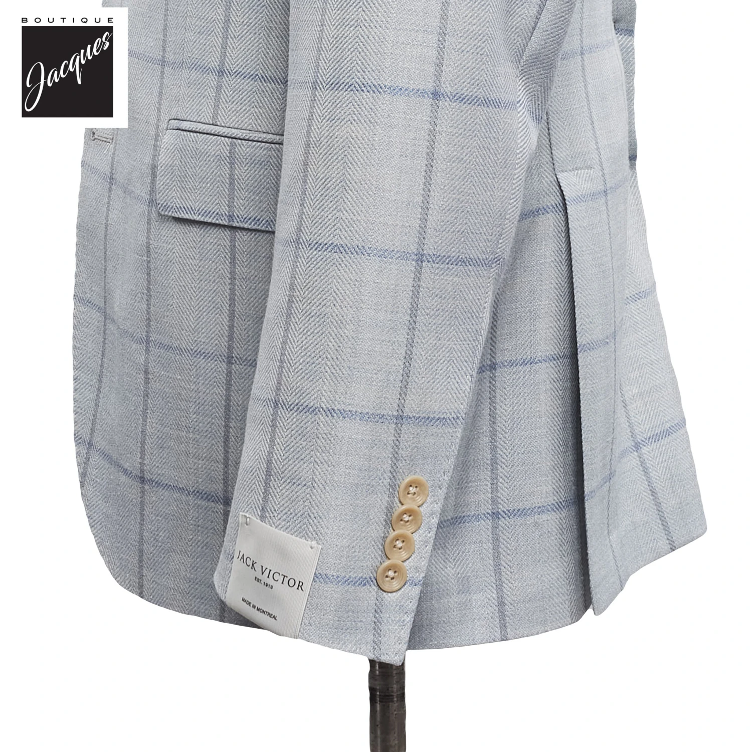 Pale Blue Windowpane Wool/Silk/Linen McAllen Contemporary Fit Sport Jacket - Jack Victor 5 Pale Blue Windowpane Wool/Silk/Linen McAllen Contemporary Fit Sport Jacket - Jack Victor - Image 3