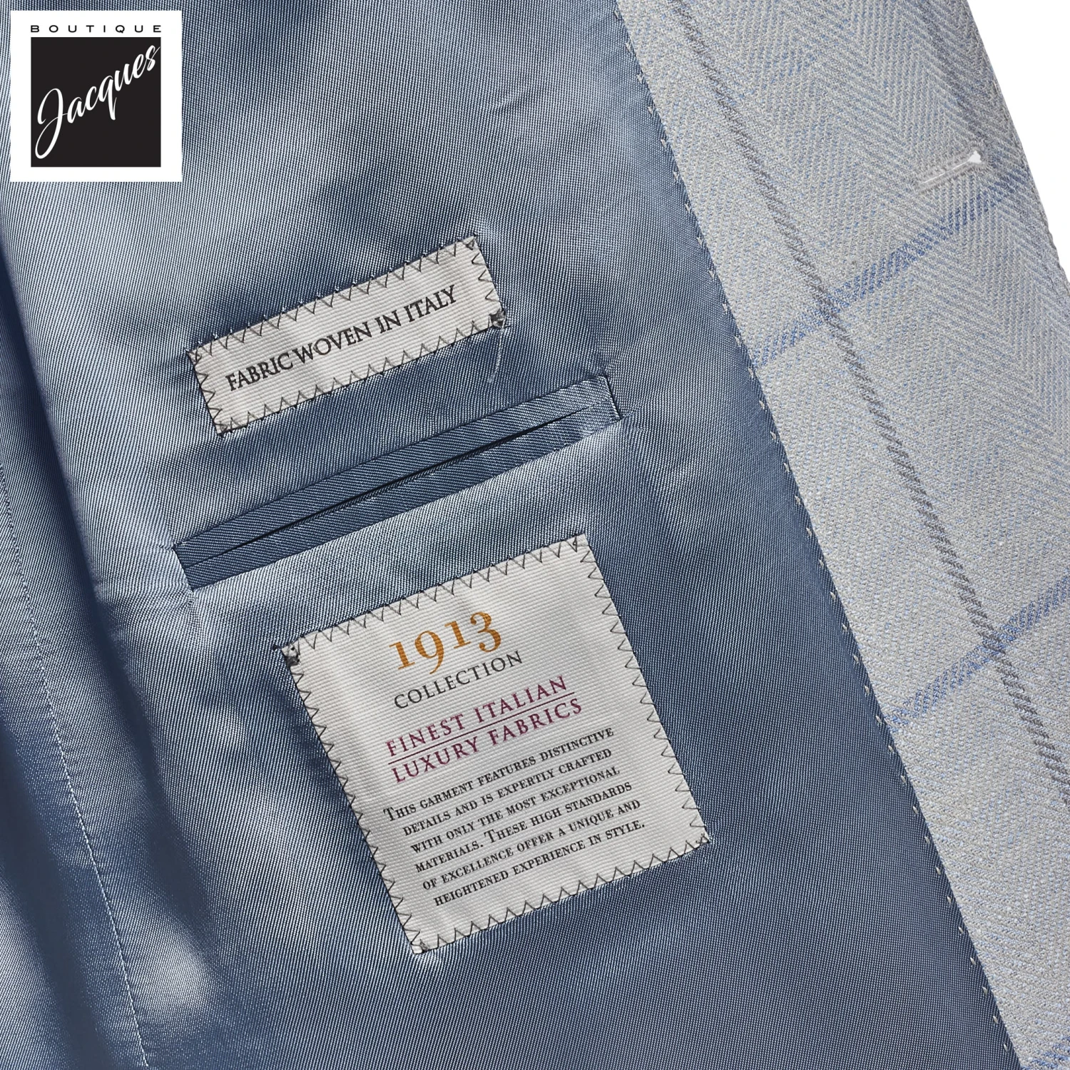 Pale Blue Windowpane Wool/Silk/Linen McAllen Contemporary Fit Sport Jacket - Jack Victor 6 Pale Blue Windowpane Wool/Silk/Linen McAllen Contemporary Fit Sport Jacket - Jack Victor - Image 4