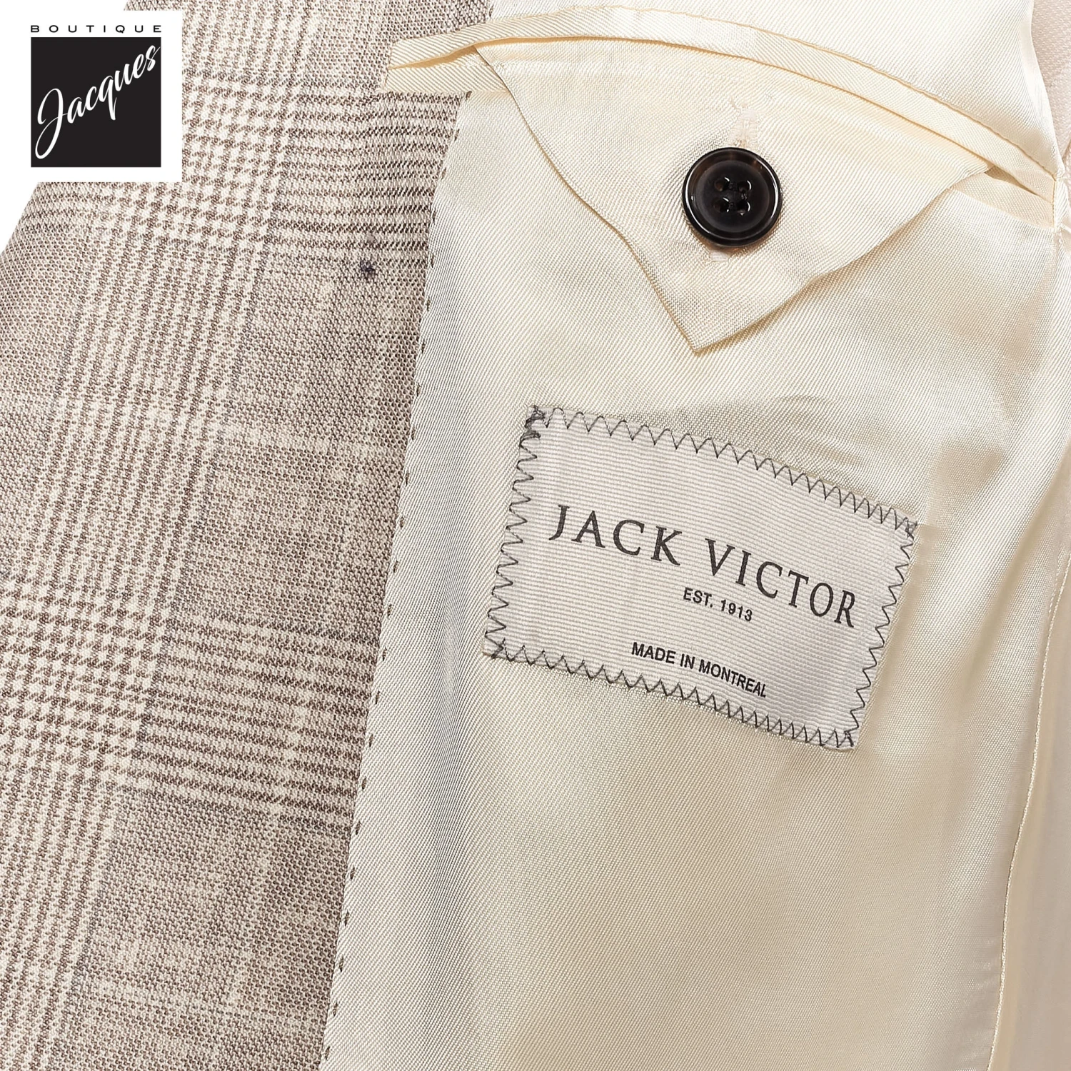 Oatmeal Prince-of-Wales Super 120s Wool Midland Contemporary Sport Jacket - Jack Victor 6 Oatmeal Prince-of-Wales Super 120s Wool Midland Contemporary Sport Jacket - Jack Victor - Image 4