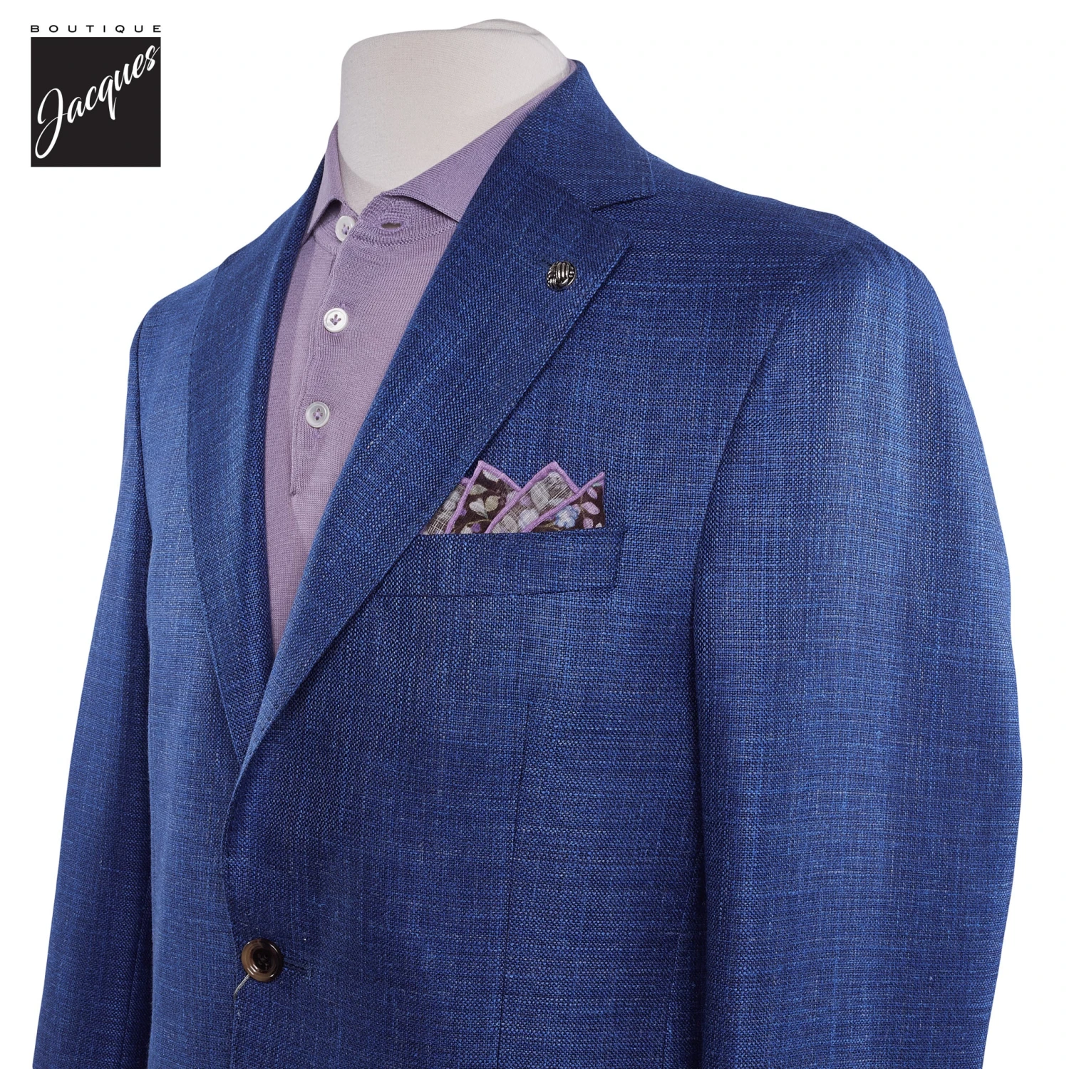Royal Blue Melange Wool/Silk/Linen Midland Contemporary Fit Sport Jacket - Jack Victor 4 Royal Blue Melange Wool/Silk/Linen Midland Contemporary Fit Sport Jacket - Jack Victor - Image 2