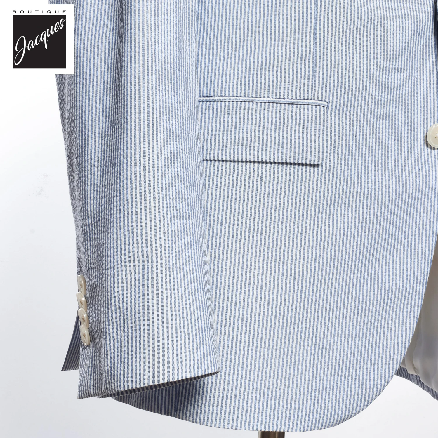 Mid-Blue Seersucker Midland Contemporary Fit Suit - Jack Victor 5 Mid-Blue Seersucker Midland Contemporary Fit Suit - Jack Victor - Image 3