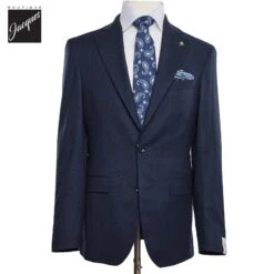 Navy Neat Montana Contemporary Fit Wool/Silk/Linen Suit - Jack Victor