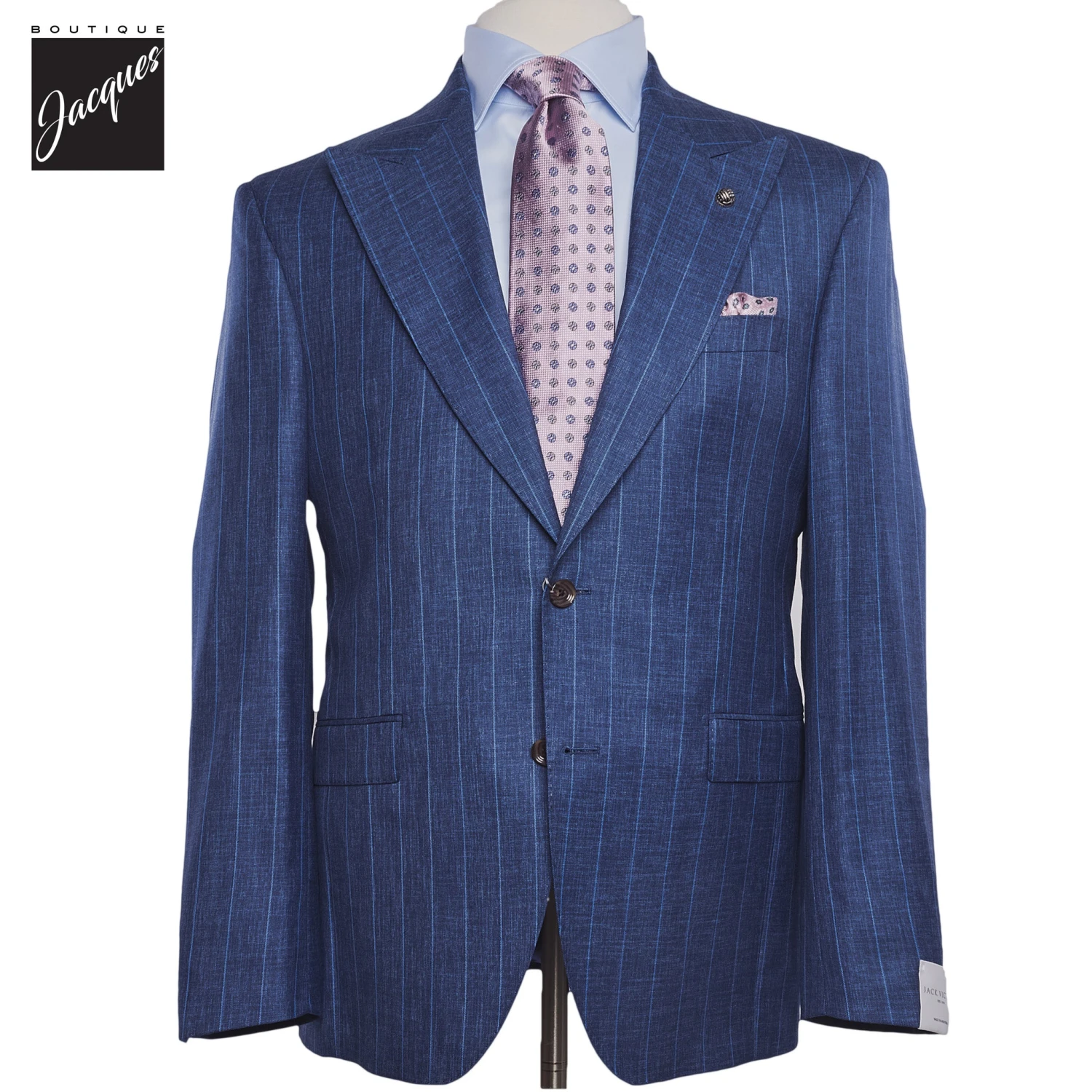 Blue Striped Vitale Barberis Wool Morgan Contemporary Fit Suit - Jack Victor 1913 3 Blue Striped Vitale Barberis Wool Morgan Contemporary Fit Suit - Jack Victor 1913