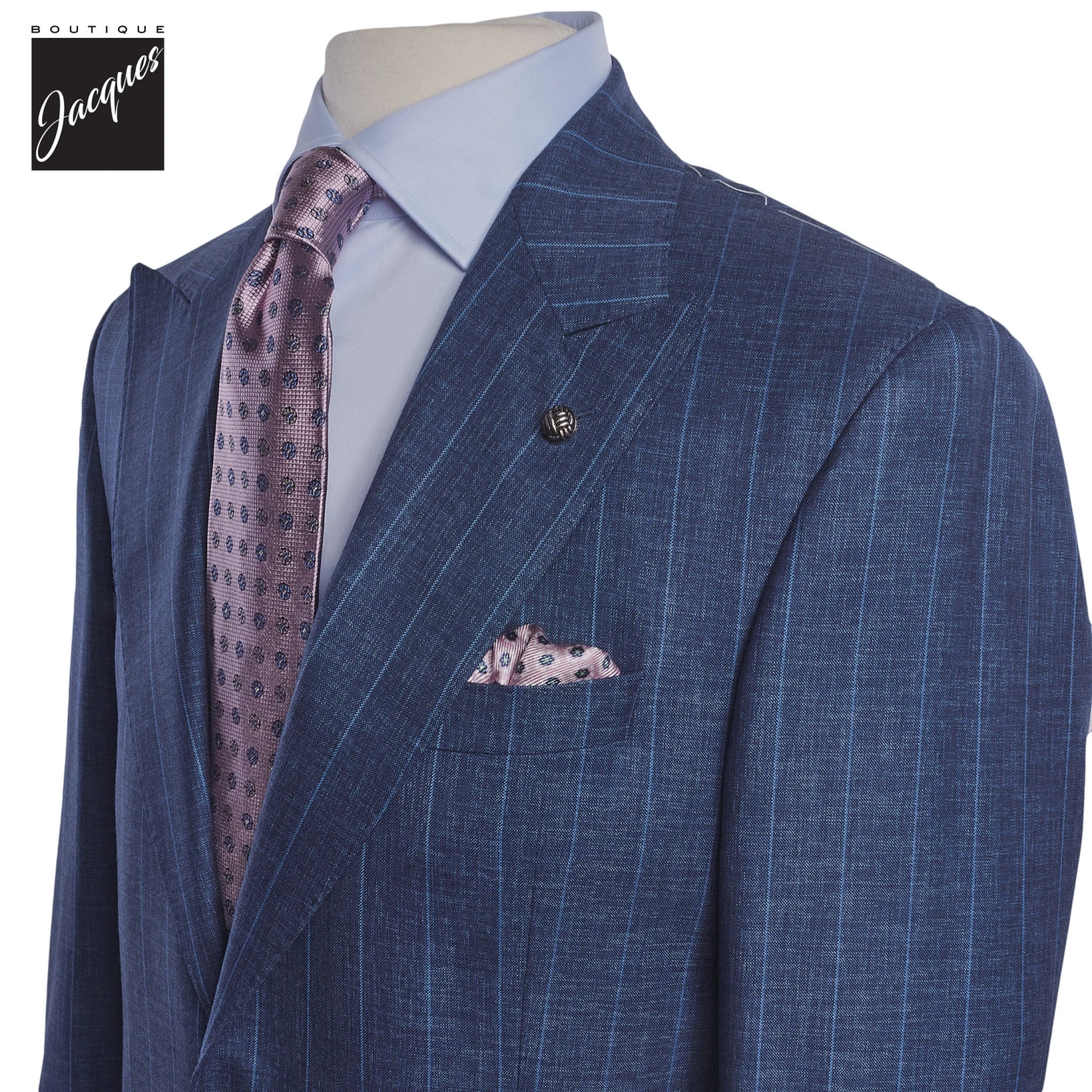 Blue Striped Vitale Barberis Wool Morgan Contemporary Fit Suit - Jack Victor 1913 4 Blue Striped Vitale Barberis Wool Morgan Contemporary Fit Suit - Jack Victor 1913 - Image 2