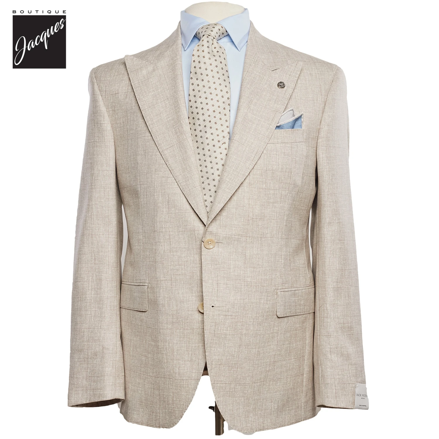 Oatmeal Prince-of-Wales Barberis Wool Morgan Contemporary Fit Suit - Jack Victor 1913 3 Oatmeal Prince-of-Wales Barberis Wool Morgan Contemporary Fit Suit - Jack Victor 1913