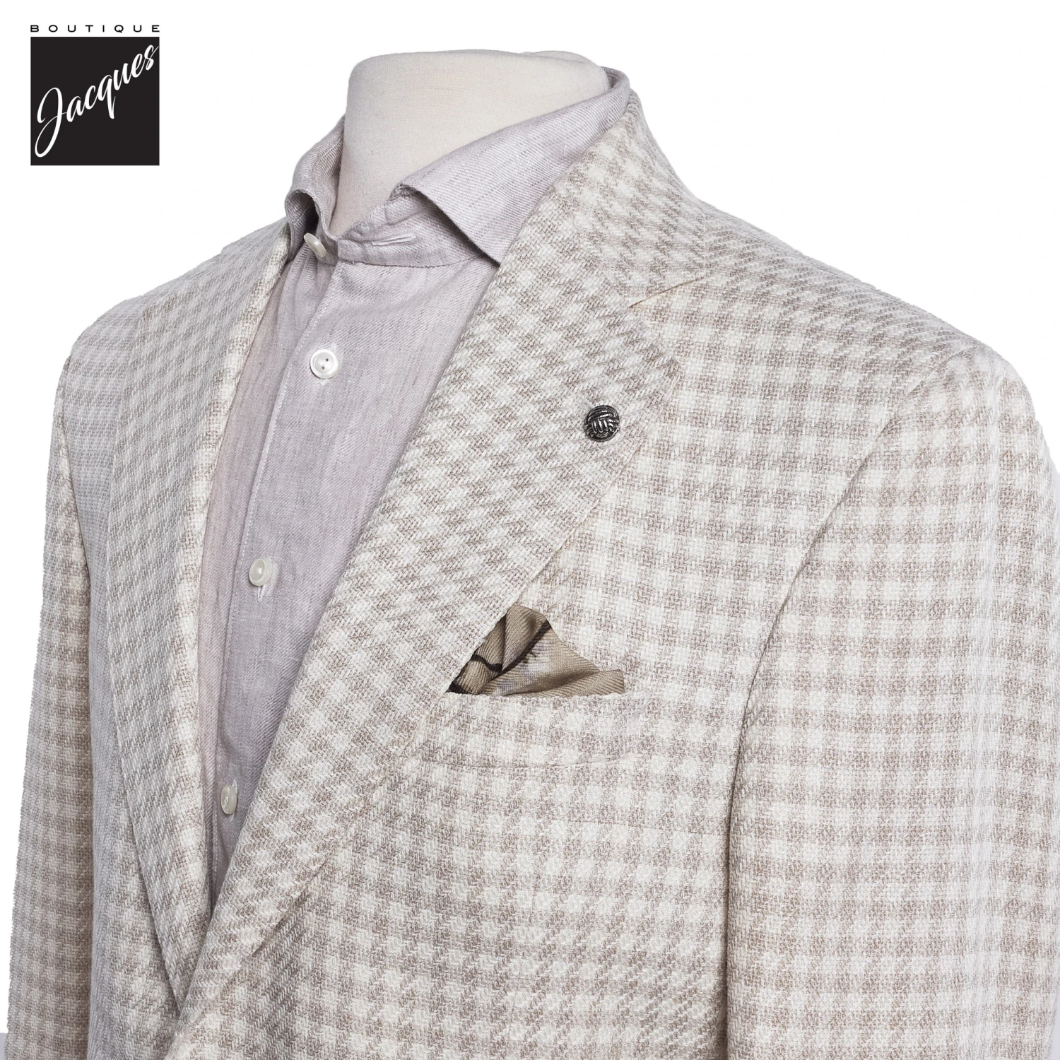 Oatmeal Houndstooth Drago Myles Contemporary Sport Jacket - Jack Victor 1913 4 Oatmeal Houndstooth Drago Myles Contemporary Sport Jacket - Jack Victor 1913 - Image 2