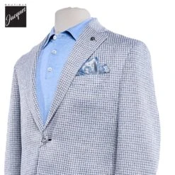 Light Blue Houndstooth Linen-Knit Queens Contemporary Fit Sport Jacket - Jack Victor -ETON Store JACKVICTORQUEENSNC1483 6