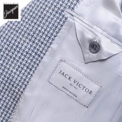 Light Blue Houndstooth Linen-Knit Queens Contemporary Fit Sport Jacket - Jack Victor -ETON Store JACKVICTORQUEENSNC1483 8