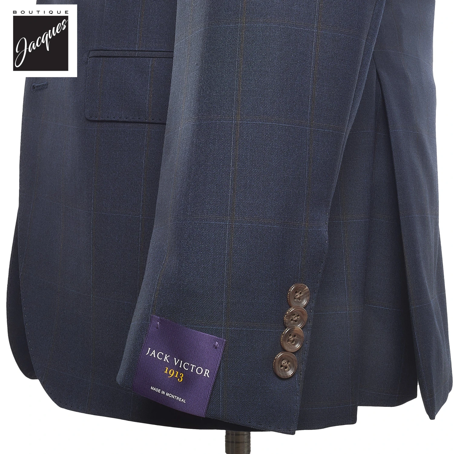Navy Check Uptown Slim Fit Wool Suit - Jack Victor 11 Navy Check Uptown Slim Fit Wool Suit - Jack Victor - Image 9