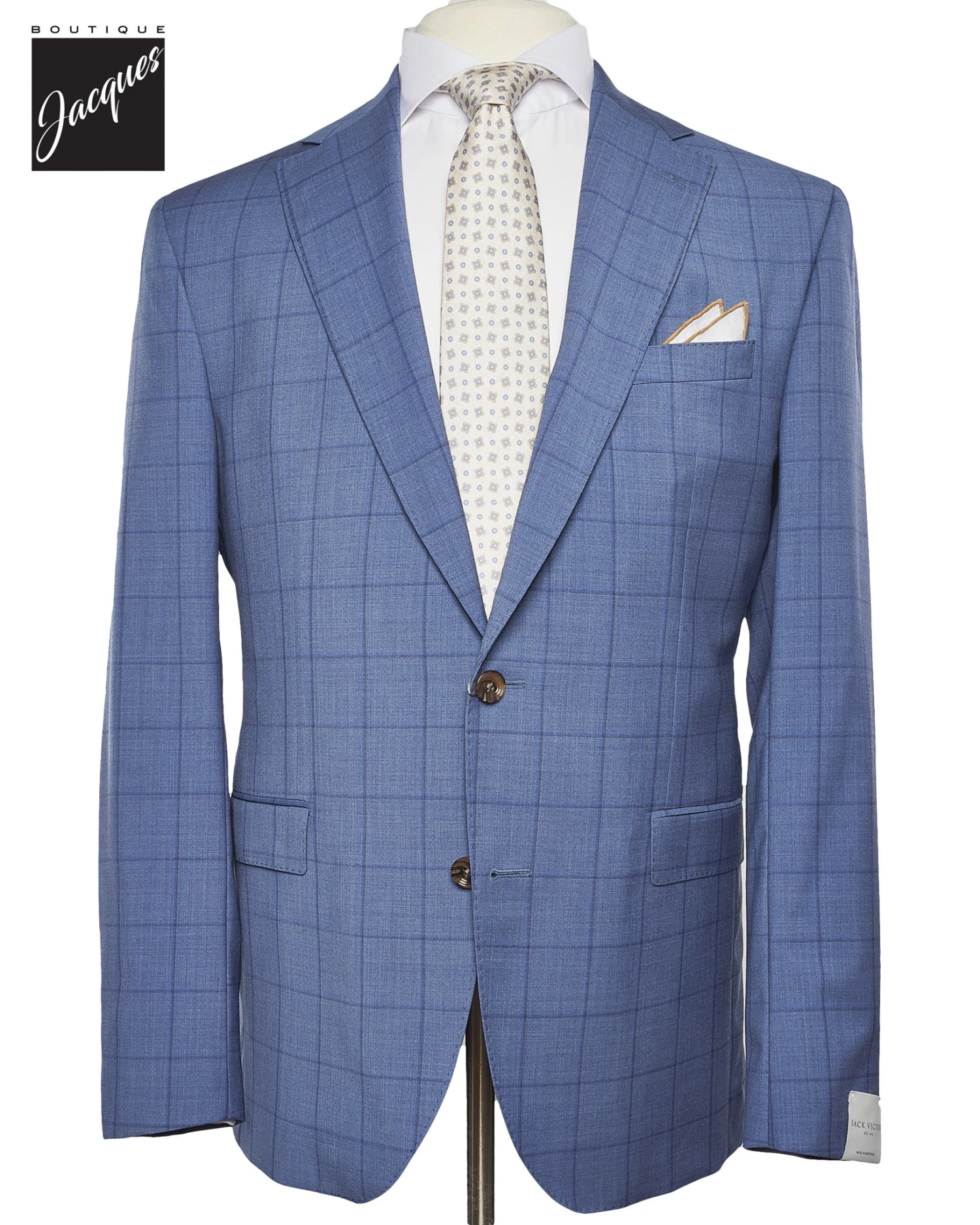 Ocean Blue Windowpane Check Slim Fit Urban Sartorial Suit - Jack Victor 7 Ocean Blue Windowpane Check Slim Fit Urban Sartorial Suit - Jack Victor - Image 5