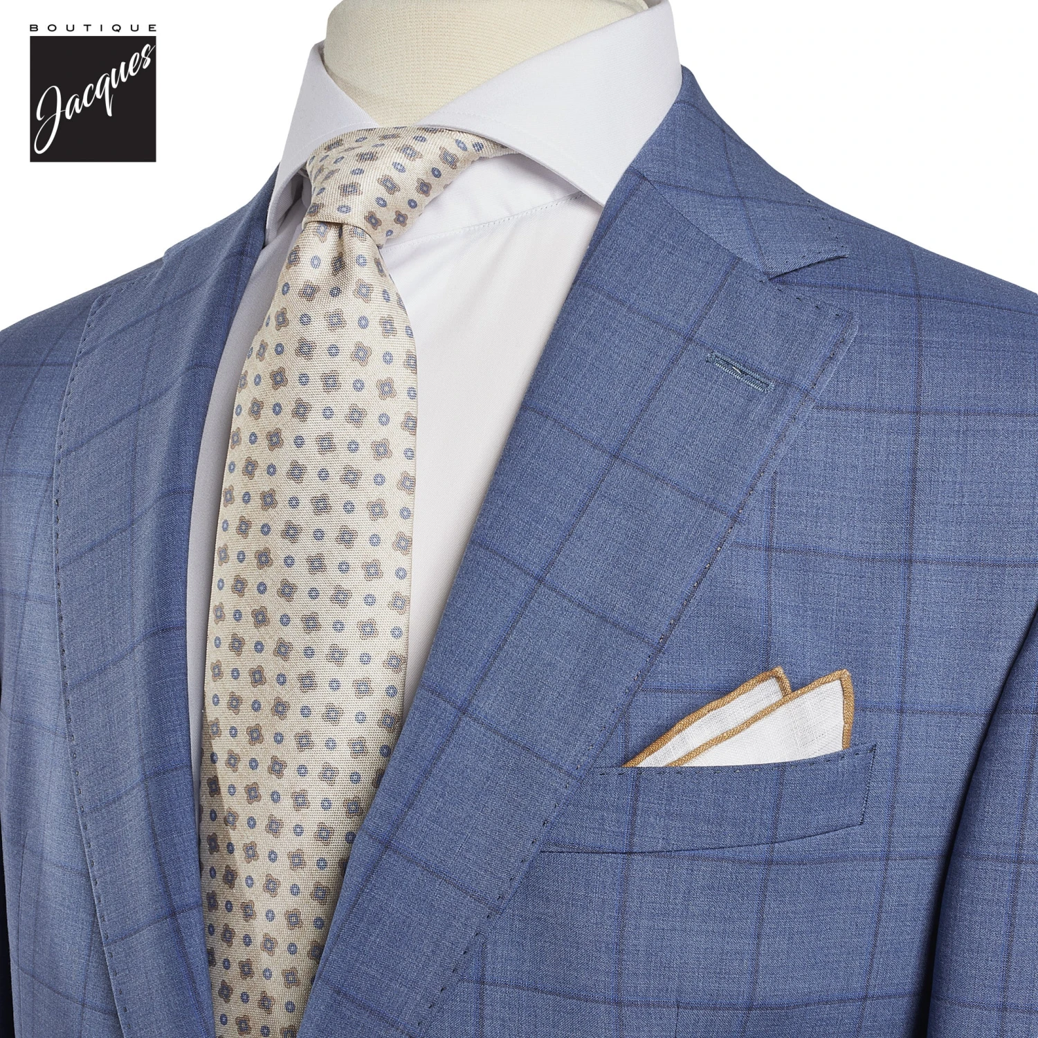 Ocean Blue Windowpane Check Slim Fit Urban Sartorial Suit - Jack Victor 10 Ocean Blue Windowpane Check Slim Fit Urban Sartorial Suit - Jack Victor - Image 8