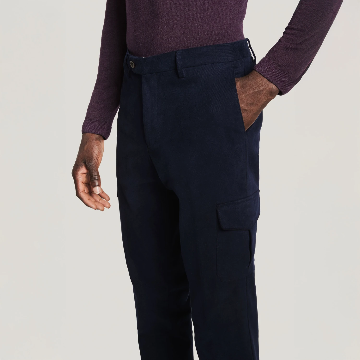 Blue Jona Brushed Cotton Modern Fit Cargo Chino Pants - Jack Victor 4 Blue Jona Brushed Cotton Modern Fit Cargo Chino Pants - Jack Victor - Image 2