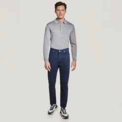 Blue Jackie Brushed Cotton Modern Fit Five Pocket Pants - Jack Victor 8 Blue Jackie Brushed Cotton Modern Fit Five Pocket Pants - Jack Victor -ETON Store JT215604 1552 OM2