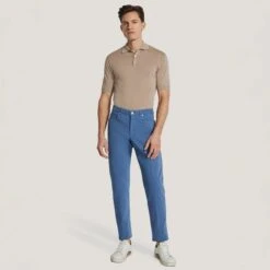 French Blue Jackie Brushed Cotton Modern Fit Five Pocket Pants - Jack Victor 9 French Blue Jackie Brushed Cotton Modern Fit Five Pocket Pants - Jack Victor -ETON Store JT215620L 1552 0335