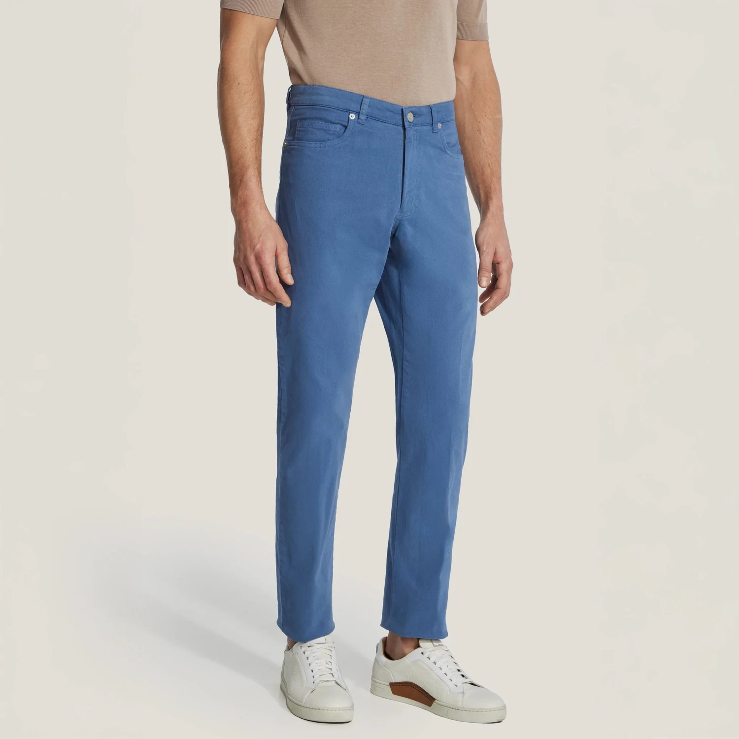French Blue Jackie Brushed Cotton Modern Fit Five Pocket Pants - Jack Victor 3 French Blue Jackie Brushed Cotton Modern Fit Five Pocket Pants - Jack Victor