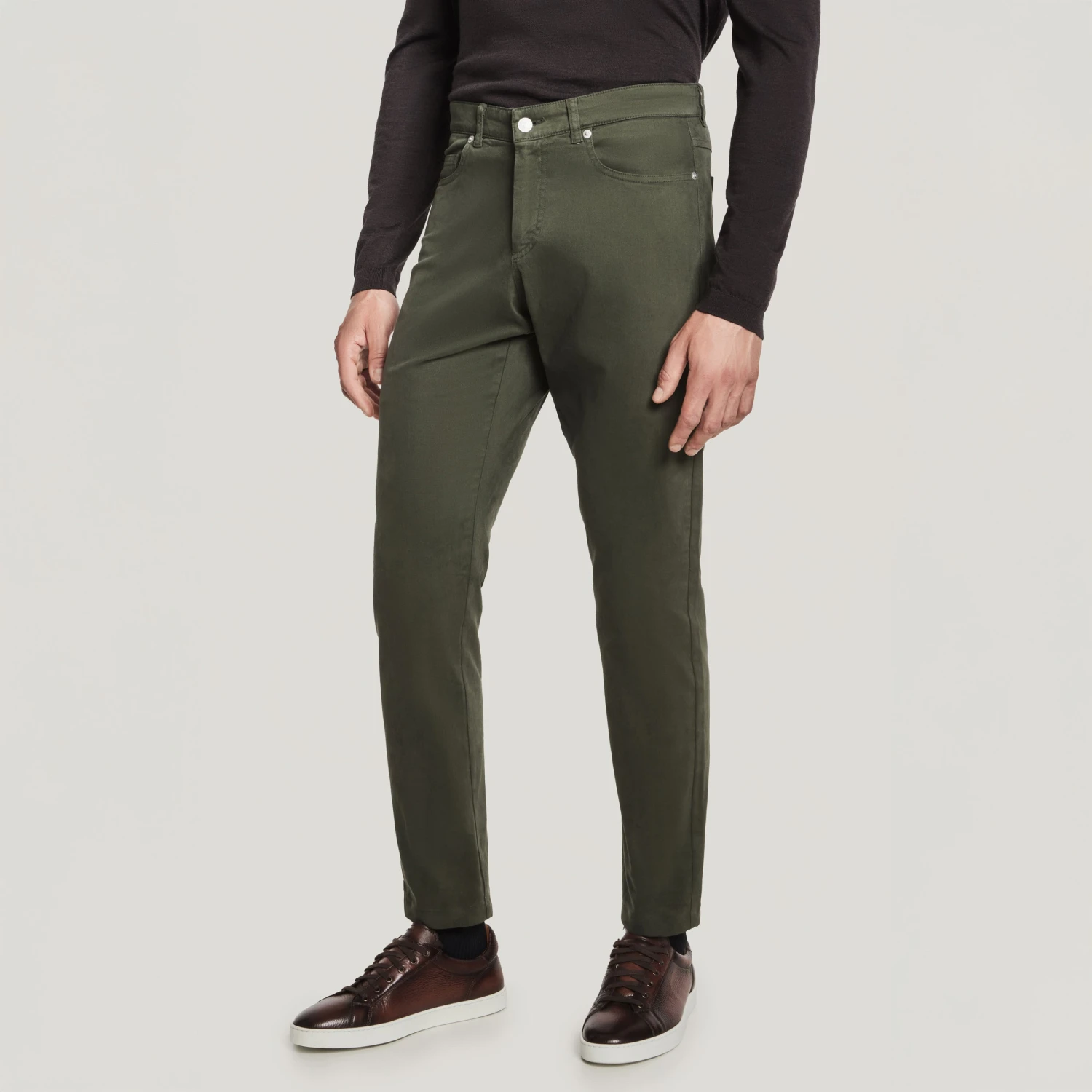 Green Jackie Brushed Cotton Modern Fit Five Pocket Pants - Jack Victor 3 Green Jackie Brushed Cotton Modern Fit Five Pocket Pants - Jack Victor