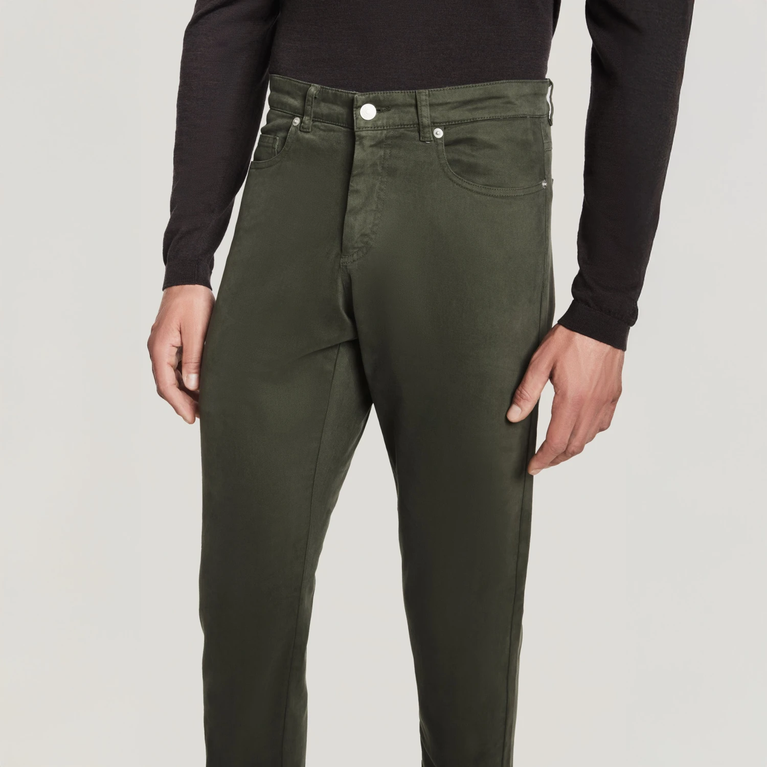 Green Jackie Brushed Cotton Modern Fit Five Pocket Pants - Jack Victor 4 Green Jackie Brushed Cotton Modern Fit Five Pocket Pants - Jack Victor - Image 2