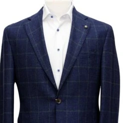 Blue With Green Windowpane Check McAllen Contemporary Fit Sport Coat - Jack Victor 1913 8 Blue With Green Windowpane Check McAllen Contemporary Fit Sport Coat - Jack Victor 1913 -ETON Store JVC10130 BLUE CHECK MCALLEN 2