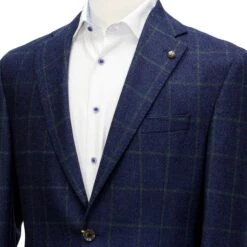 Blue With Green Windowpane Check McAllen Contemporary Fit Sport Coat - Jack Victor 1913 10 Blue With Green Windowpane Check McAllen Contemporary Fit Sport Coat - Jack Victor 1913 -ETON Store JVC10130 BLUE CHECK MCALLEN 4