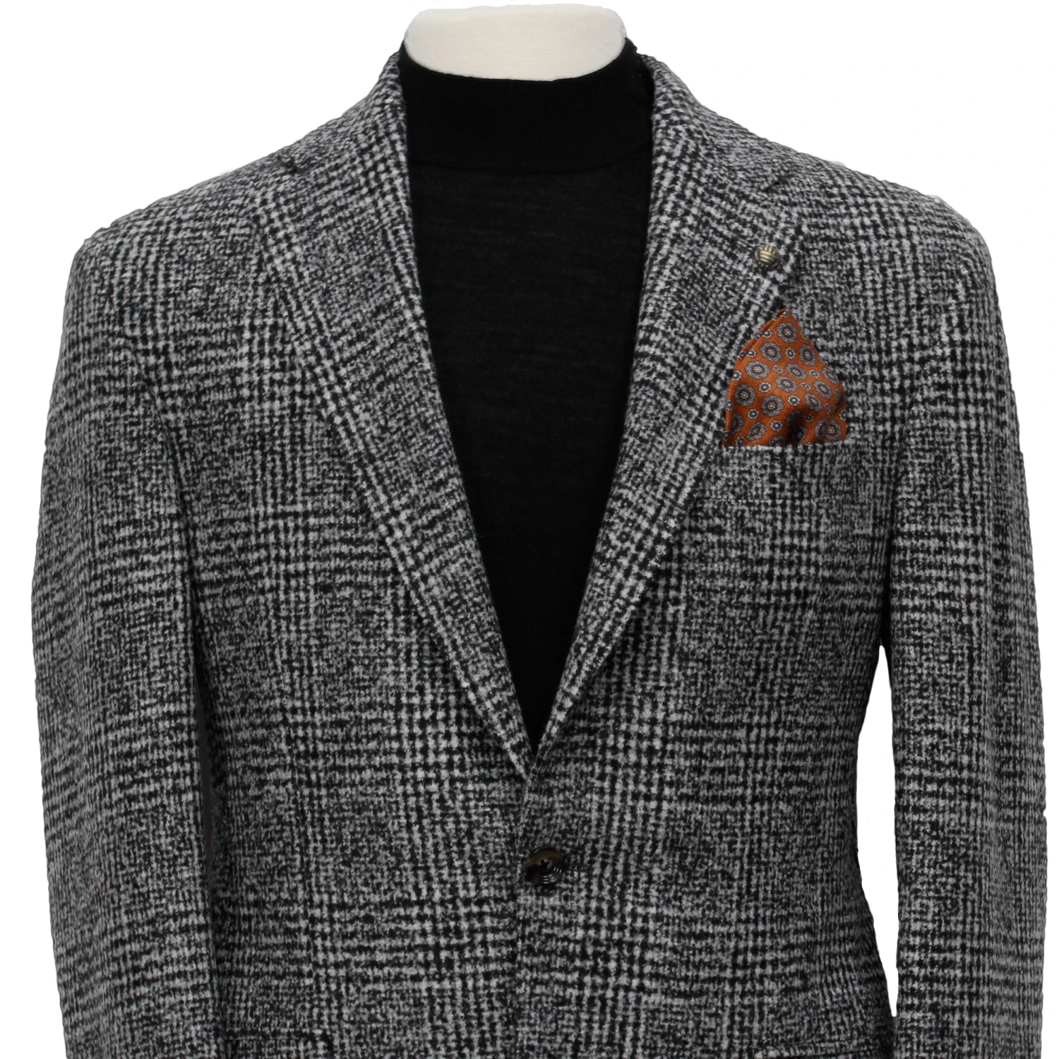 Gray Check Contemporary Fit Wool Silk Sport Jacket - Jack Victor 5 Gray Check Contemporary Fit Wool Silk Sport Jacket - Jack Victor - Image 3