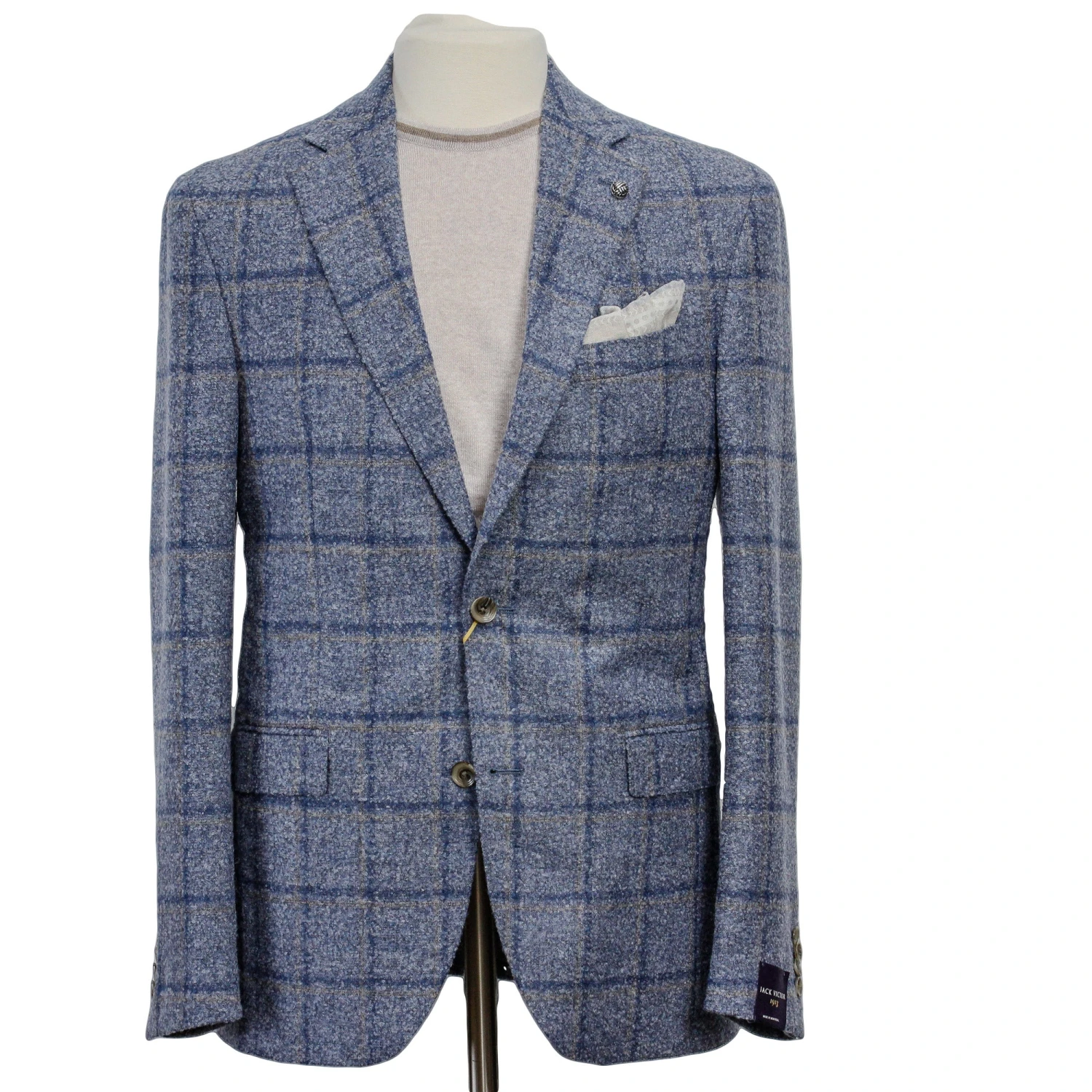 Light Blue Windowpane McAllen Contemporary Fit Alpaca-Wool Sport Jacket - Jack Victor 3 Light Blue Windowpane McAllen Contemporary Fit Alpaca-Wool Sport Jacket - Jack Victor