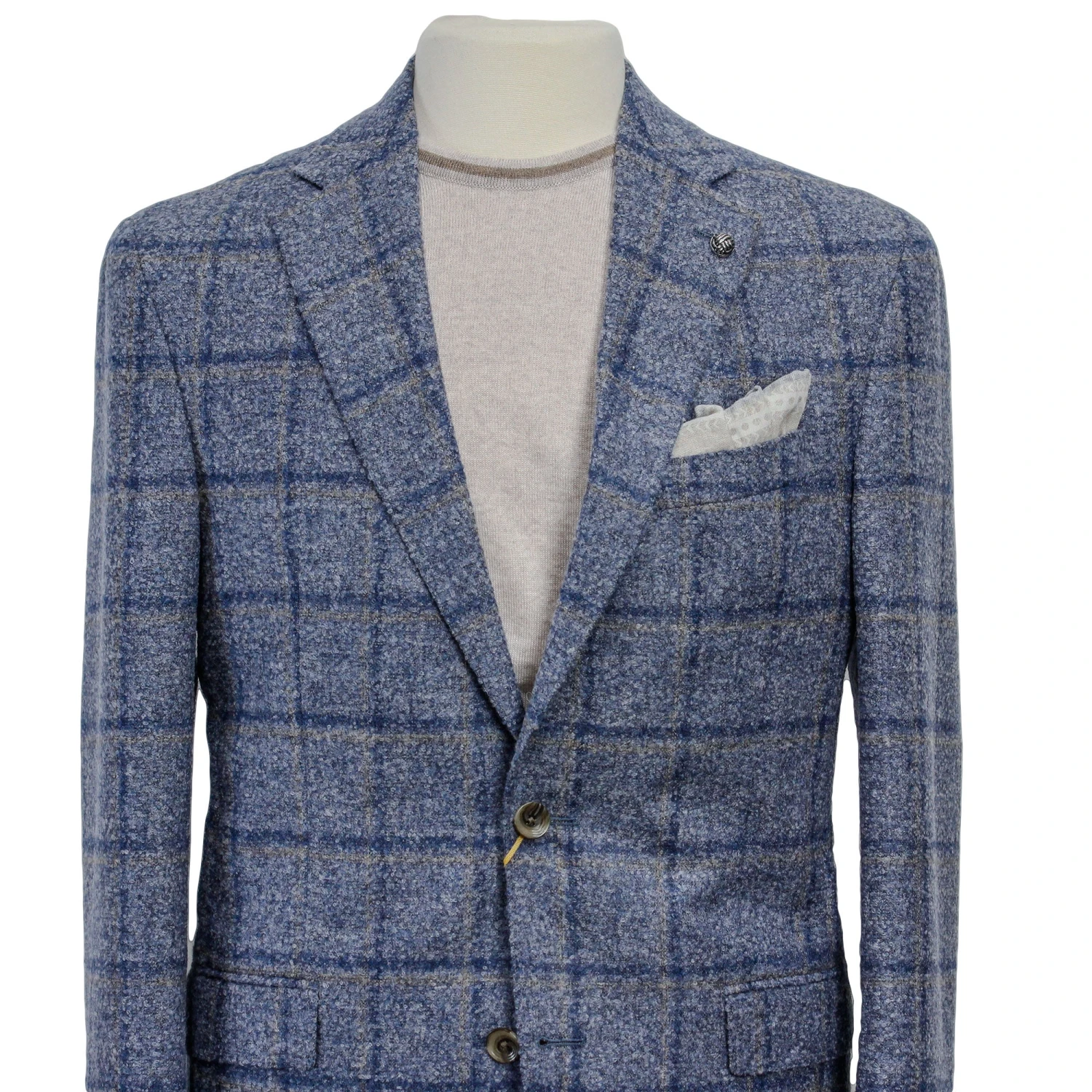 Light Blue Windowpane McAllen Contemporary Fit Alpaca-Wool Sport Jacket - Jack Victor 5 Light Blue Windowpane McAllen Contemporary Fit Alpaca-Wool Sport Jacket - Jack Victor - Image 3